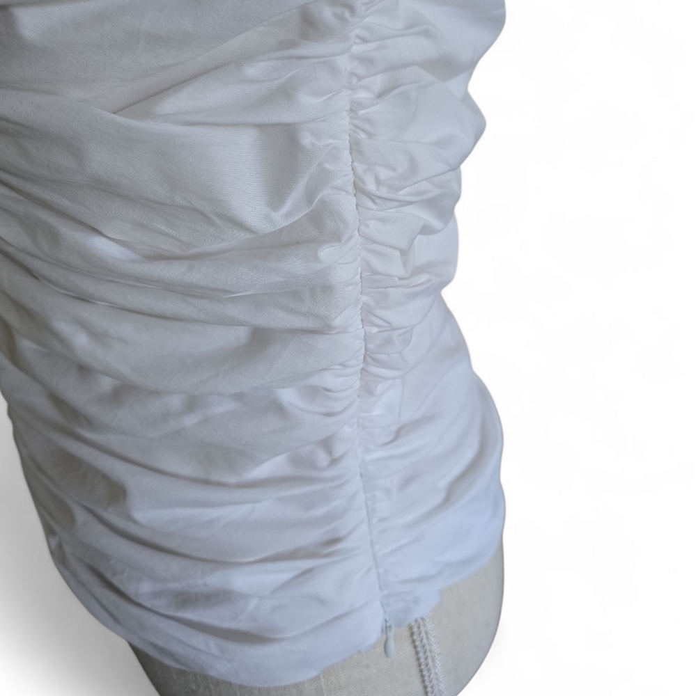White Ruched Long Sleeve Top - Picture 4 of 5
